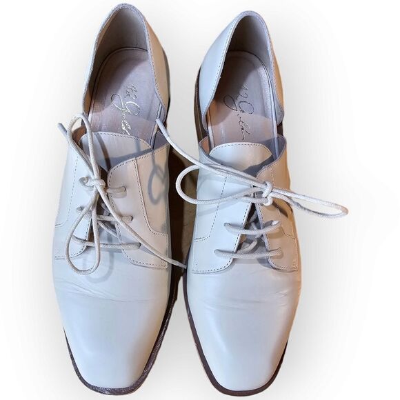 42 Gold White Bone Lace Up Loafers 9.5 - Picture 4 of 13